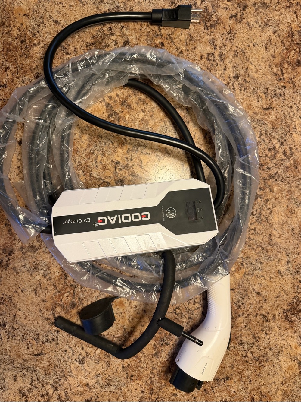 White EV Charging Cable with Ergonomic Connector